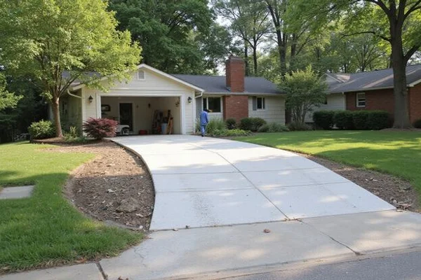 After: leveled driveway restored to grade with same-day cure