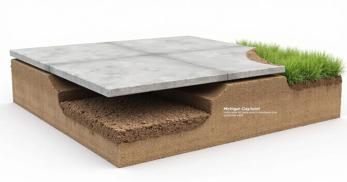 Cross-section: concrete slab over a visible sub-slab void